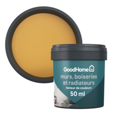 Testeur peinture résistante murs, boiseries et métal GoodHome jaune Chueca mat 50ml