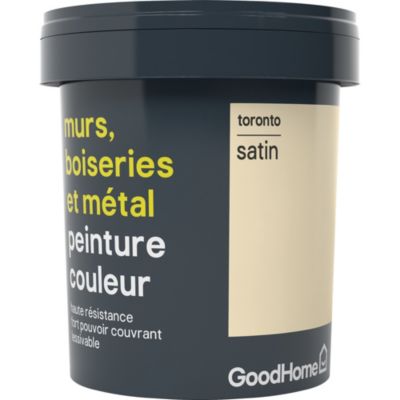 Peinture résistante murs, boiseries et métal GoodHome blanc Toronto satin 0,75L
