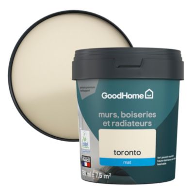 Peinture résistante murs, boiseries et métal GoodHome blanc Toronto mat 0,75L