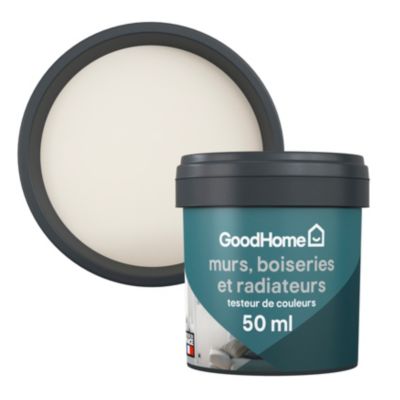 Testeur peinture résistante murs, boiseries et métal GoodHome blanc Valdez mat 50ml