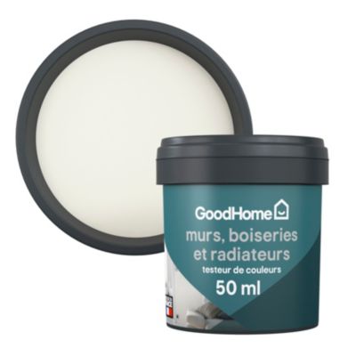 Testeur peinture résistante murs, boiseries et métal GoodHome blanc Ottawa mat 50ml