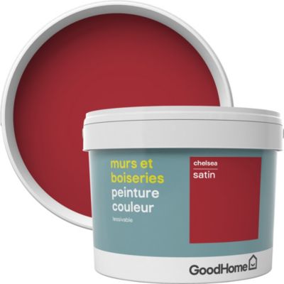 Peinture murs et boiseries GoodHome rouge Chelsea satin 2,5L