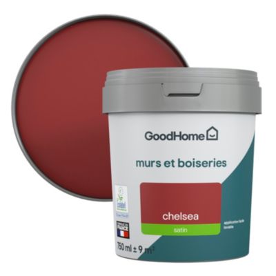 Peinture murs et boiseries GoodHome rouge Chelsea satin 0,75L