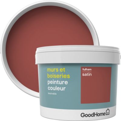 Peinture murs et boiseries GoodHome rouge Fulham satin 2,5L