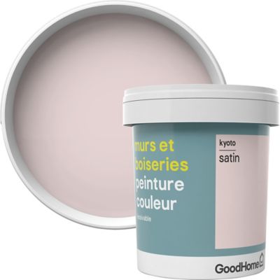 Peinture murs et boiseries GoodHome rose Kyoto satin 0,75L