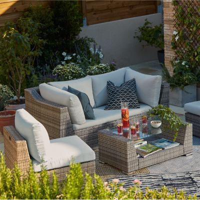 Salon Bas De Jardin Blooma Maevea Aluminium Gris 4 Personnes Castorama