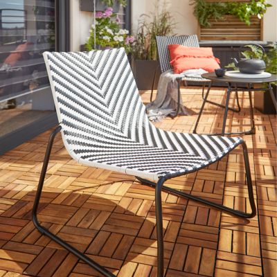 Fauteuil bas de jardin GoodHome Morillo acier noir et blanc motifs