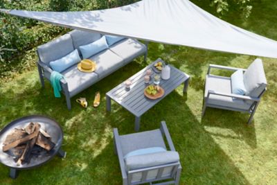 Salon de jardin bas Blooma Nymark aluminium gris 5 personnes