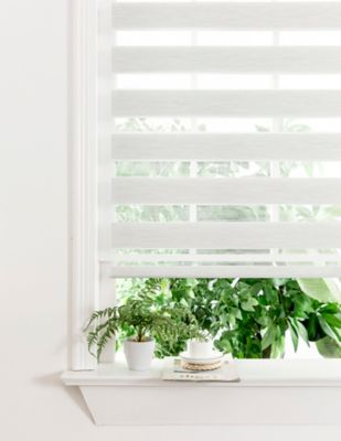 Store enrouleur jour / nuit Elin ligné blanc et gris Colours 180 x 180 cm