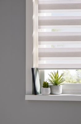 Store enrouleur jour / nuit Elin ligné blanc et gris Colours 40 x 180 cm