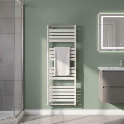 Sèche serviettes eau chaude en acier Goodhome Loreto vertical blanc 679 W - Goodhome