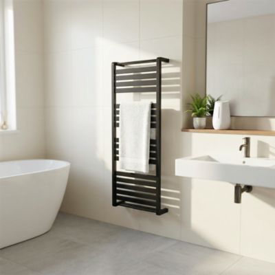 Sèche serviettes eau chaude en acier GoodHome Loreto vertical anthracite 679 W - Goodhome