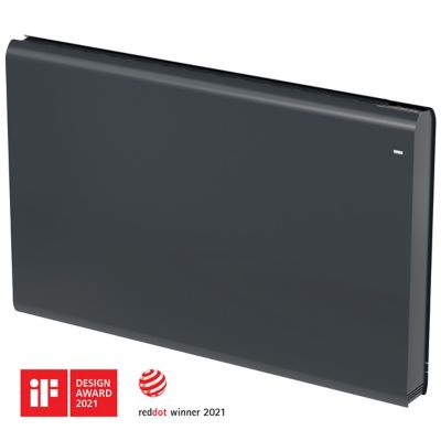 Radiateur connecté électrique à inertie fluide GoodHome Iriya anthracite 1800W horizontal. - Goodhome