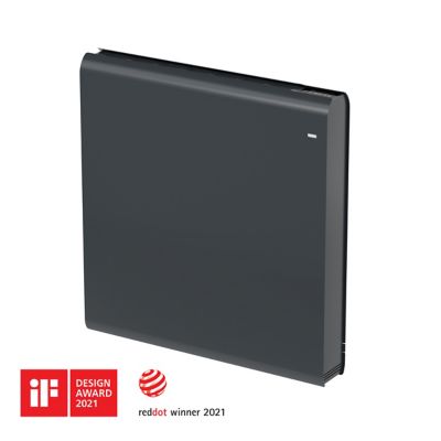 Radiateur connecté électrique à inertie sèche GoodHome Iriya anthracite 1000W horizontal - Goodhome