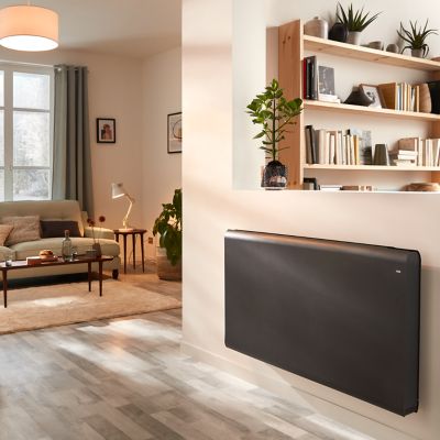 Radiateur connecté électrique à inertie sèche GoodHome Iriya anthracite 2000W horizontal - Goodhome