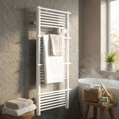 Sèche serviettes électrique à inertie sèche GoodHome Solna blanc 750W 7 m² - Goodhome