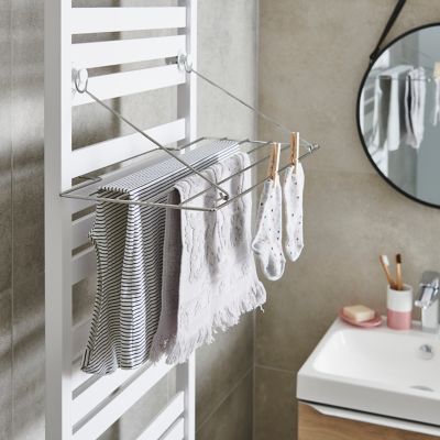 Séchoir à linge chromé GoodHome Muromi pour sèche-serviettes