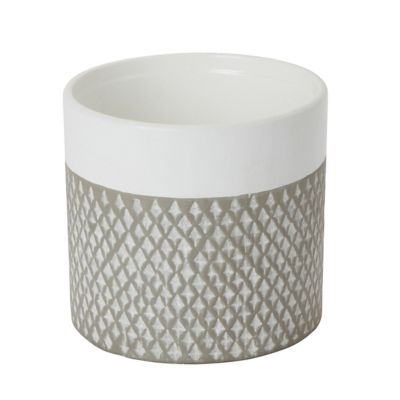 GoodHome - Pot rond semi-émaillé, gris diam. 12 cm, pour plantes d'intérieur