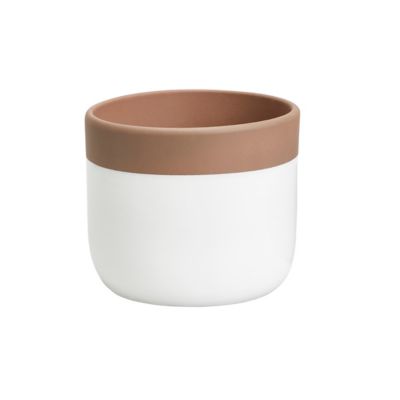 GoodHome - Pot rond argile semi-émaillé blanc ø10,5 cm