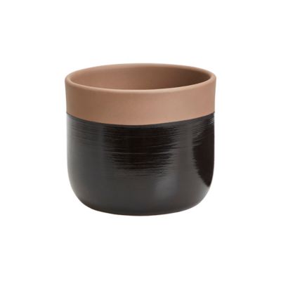 GoodHome - Pot rond argile semi-émaillé noir ø10,5 cm