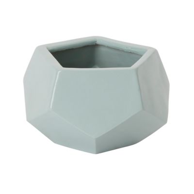 GoodHome - Pot rond émaillé motifs géométriques vert d’eau ø9 cm