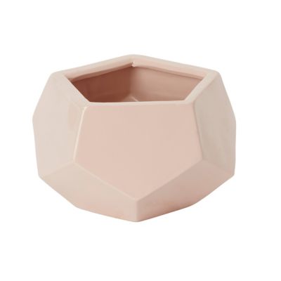Pot rond émaillé motifs géométriques rose ø9 cm