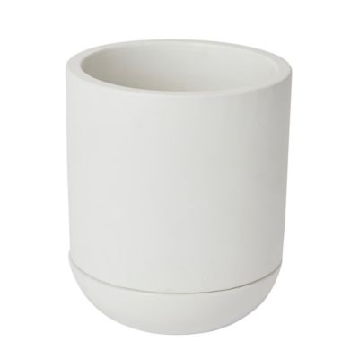 Pot rond émaillé blanc ø12 cm avec soucoupe