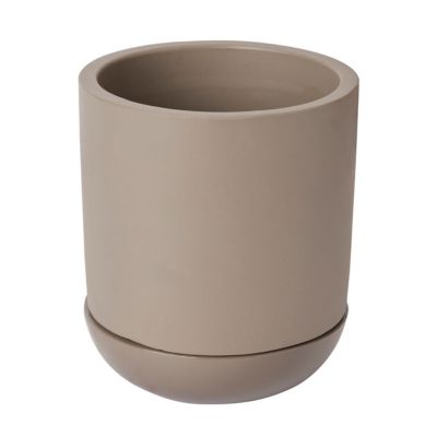 Pot rond émaillé bois flotté ø12 cm avec soucoupe