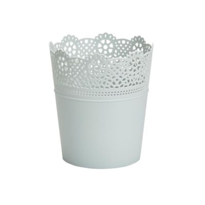 GoodHome - Pot rond dentelle plastique vert d'eau ø12 cm