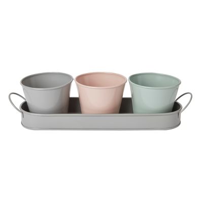 Lot de 3 pots en métal avec support 9cm