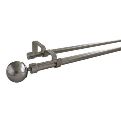 Kit de tringle à rideau double extensible embout boule Athens GoodHome 200/330 cm Ø19mm gris