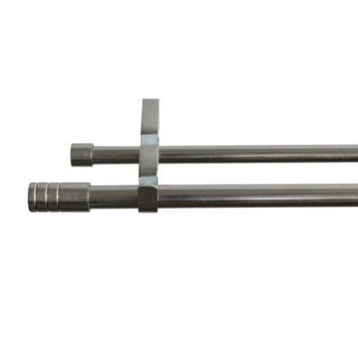 Ensemble double barre à rideaux extensible Athens GoodHome métal L.120/210 cm Ø16/19cm