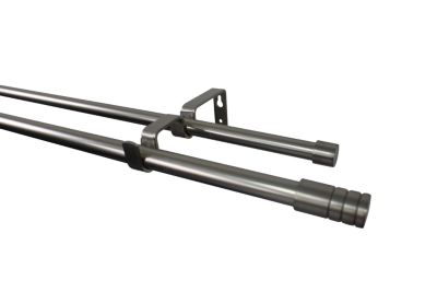 Ensemble double barre à rideaux extensible Athens GoodHome métal noir L.200/330 cm Ø16/19cm