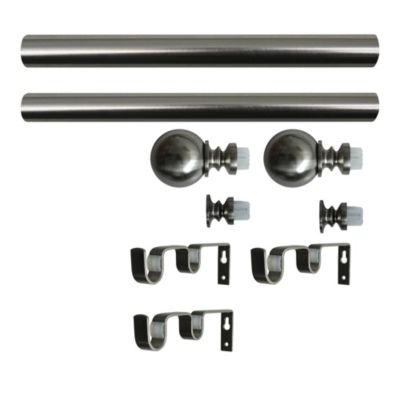 Ensemble double barre à rideaux extensible embout boule Athens GoodHome métal L.120/210 cm Ø25/28cm