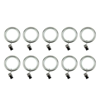 10 anneaux clip pour barre à rideau olympe goodhome ⌀28 mm gris