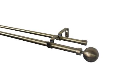 Kit de tringle à rideau double extensible embout boule Antiki GoodHome 200/330 cm, Ø19mm doré