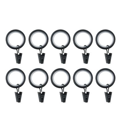 10 anneaux clip pour barre à rideau Araxos GoodHome ?16/19 mm noir