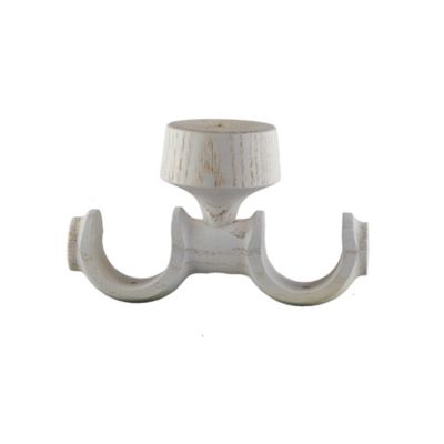 GoodHome - Support plafond double pour barre à rideau GoodHome 28 mm Chalki blanc