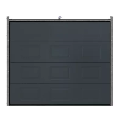 Porte de garage sectionnelle à cassettes acier GoodHome gris RAL 7016 - L.240 x h.200 cm - motorisée