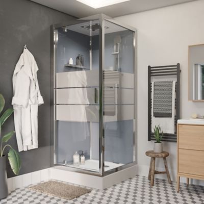 Cabine de douche l.90 x L.90 x H.220 cm â€“ hydromassante  finition miroir  montage facile  GoodHome Beloya