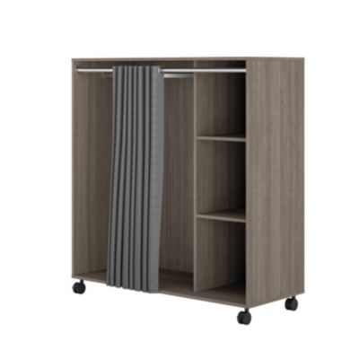 Kit-dressing sous-combles 1 colonne avec rideau Vector II décor chêne grisé H. 128 x L. 120 x P. 48 