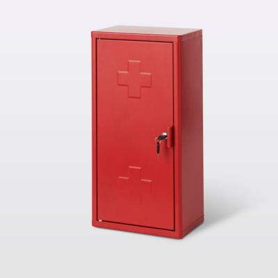 armoire à pharmacie goodhome saranda métal rouge l. 30 x h. 60 x p. 20 cm