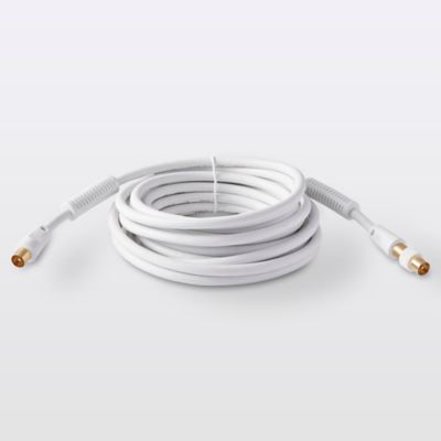 Câble coaxial Mâle / Femelle + adaptateur Mâle / Mâle blanc Blyss Or, 5 m