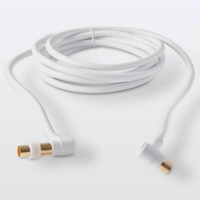 Câble coaxial Mâle / Femelle + adaptateur Mâle / Mâle coudé blanc Blyss Or, 3 m