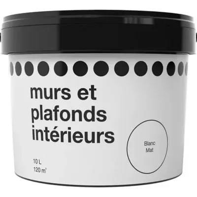 Peinture murs et plafonds blanc mat 10L