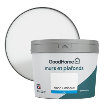 Peinture murs et plafonds GoodHome blanc mat 10L