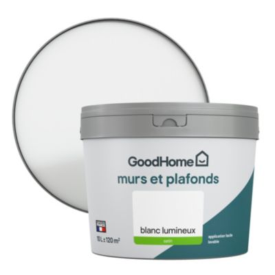 Peinture murs et plafonds GoodHome blanc satin 10L