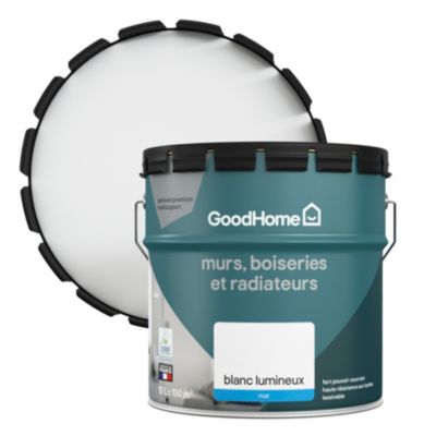 Peinture murs boiseries et métal GoodHome haute résistance blanc mat 10L