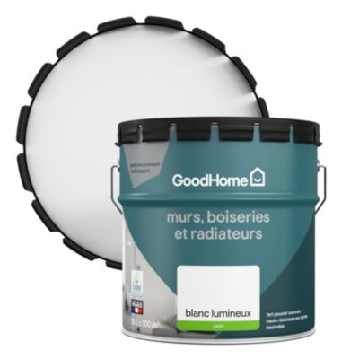 Peinture murs boiseries et métal GoodHome haute résistance blanc satin 10L
