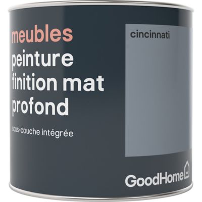 Peinture de rénovation meubles GoodHome gris Cincinnati mat profond 0,5L